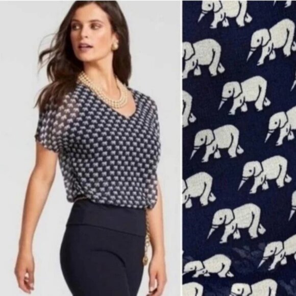 Cabi elephant parade top style #5345 Womens S Sheer Gauzy Office Party Novelty - Picture 1 of 14